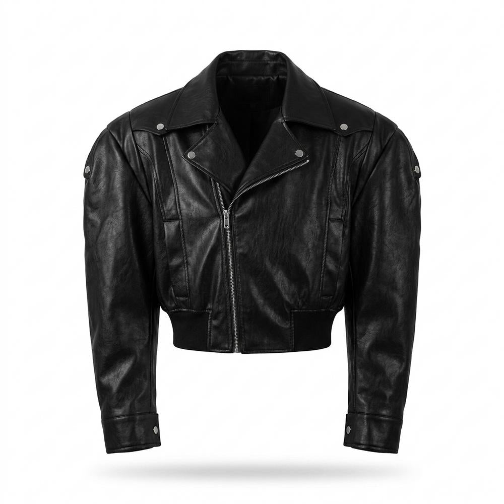 Gentleman Code - Rivan | Kurzgeschnittene Taillierte Lederjacke Unisex