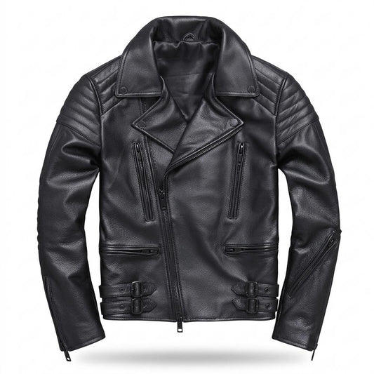 Gentleman Code - Lufav | Gesteppt Asymmetrisch Lederjacke Herren