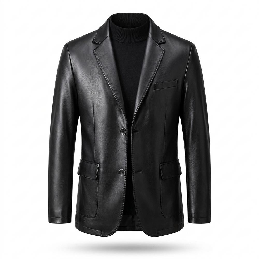Gentleman Code - Komid | Tailliert Geknöpft Lederjacke Herren