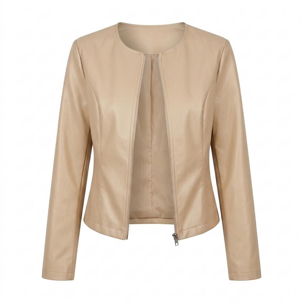 Gentleman Code - Sovon | Kragenlos Tailliert Lederjacke Damen