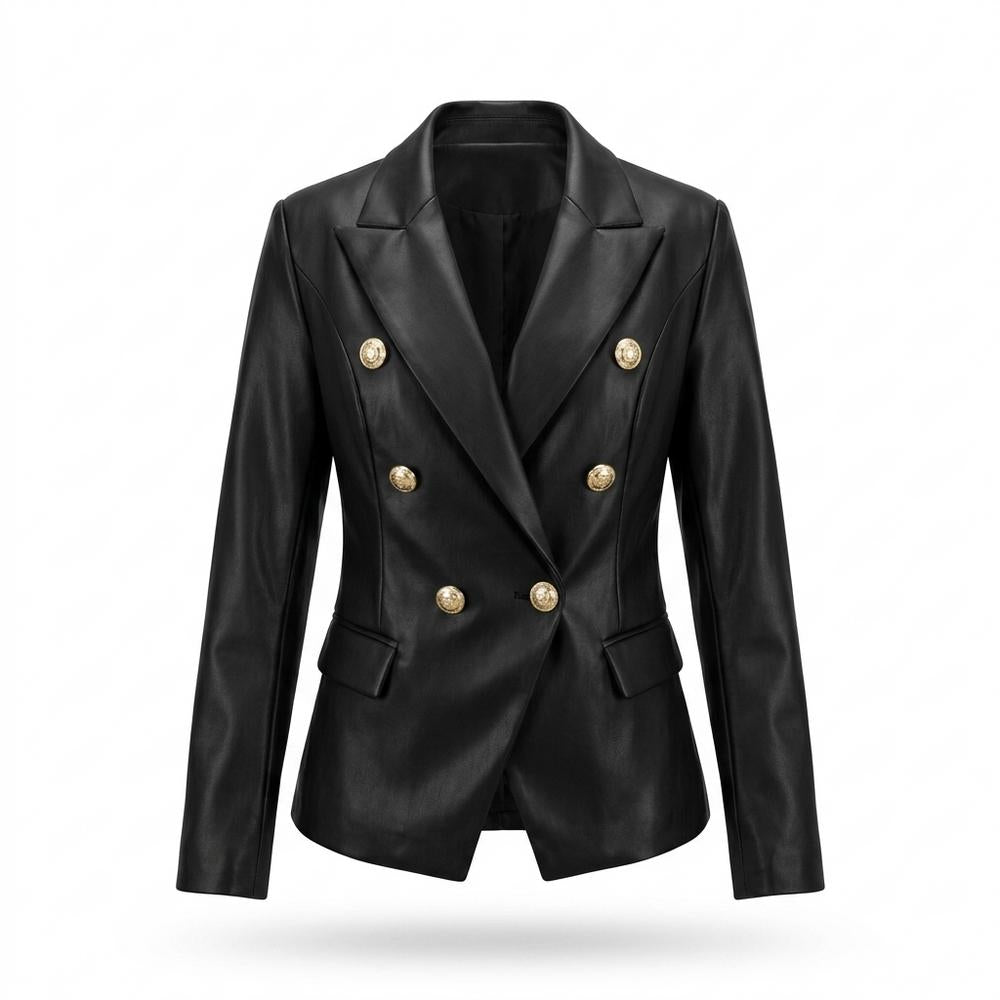 Gentleman Code - Ditem | Zweireihig Tailliert Lederjacke Damen