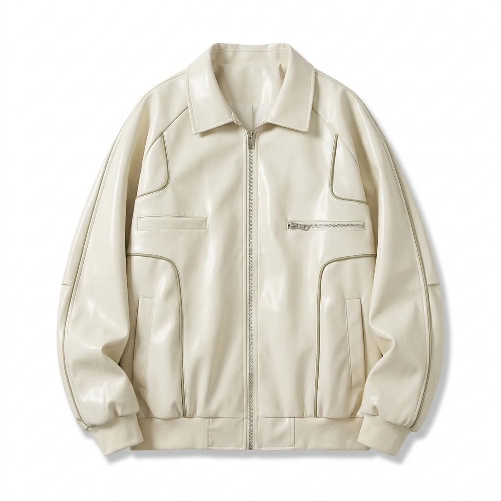 Gentleman Code - Mugot | Paspelierte Weite Lederjacke Unisex