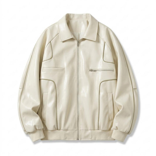 Gentleman Code - Mugot | Paspelierte Weite Lederjacke Unisex
