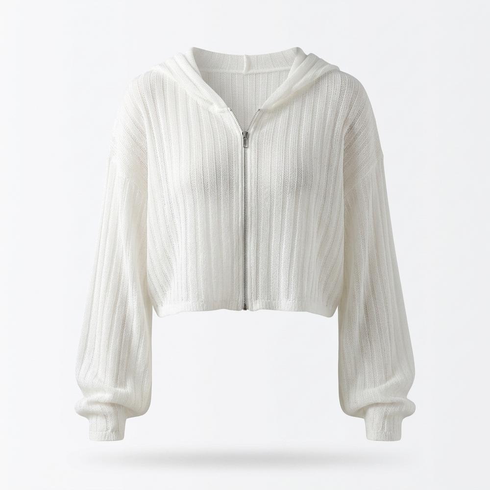 Gentleman Code - Vikok | Transparent Langärmlig Strickjacke Damen