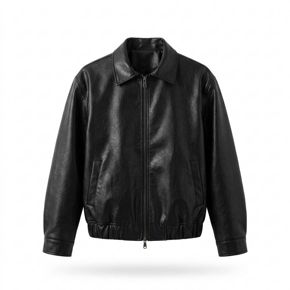Gentleman Code - Yubid | Reißverschluss Umlegekragen Lederjacke Unisex