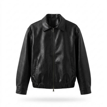 Gentleman Code - Yubid | Reißverschluss Umlegekragen Lederjacke Unisex