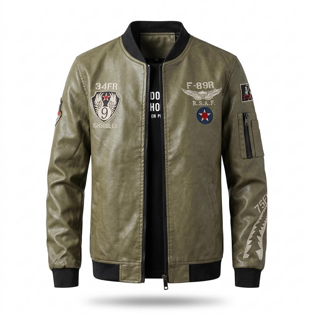 Gentleman Code - Kufir | Bestickt Gerippt Lederjacke Herren