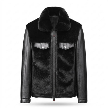 Gentleman Code - Vegit | Fellbesetzt Gefüttert Lederjacke Herren