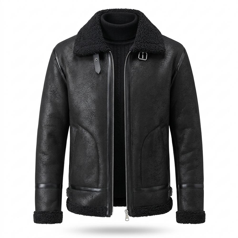 Gentleman Code - Nafen | Gefütterte Reißverschluss Lederjacke Herren