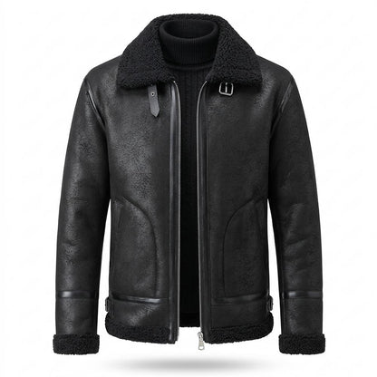 Gentleman Code - Nafen | Gefütterte Reißverschluss Lederjacke Herren