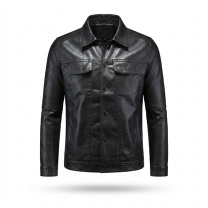 Gentleman Code - Rezem | Geknöpft Tailliert Lederjacke Herren