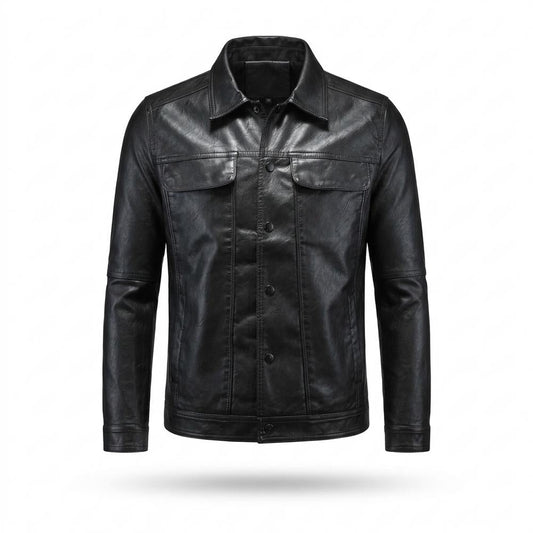 Gentleman Code - Rezem | Geknöpft Tailliert Lederjacke Herren