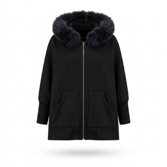 Gentleman Code - Aikak | Ponchoartige Fellbesetzte Jacke Damen