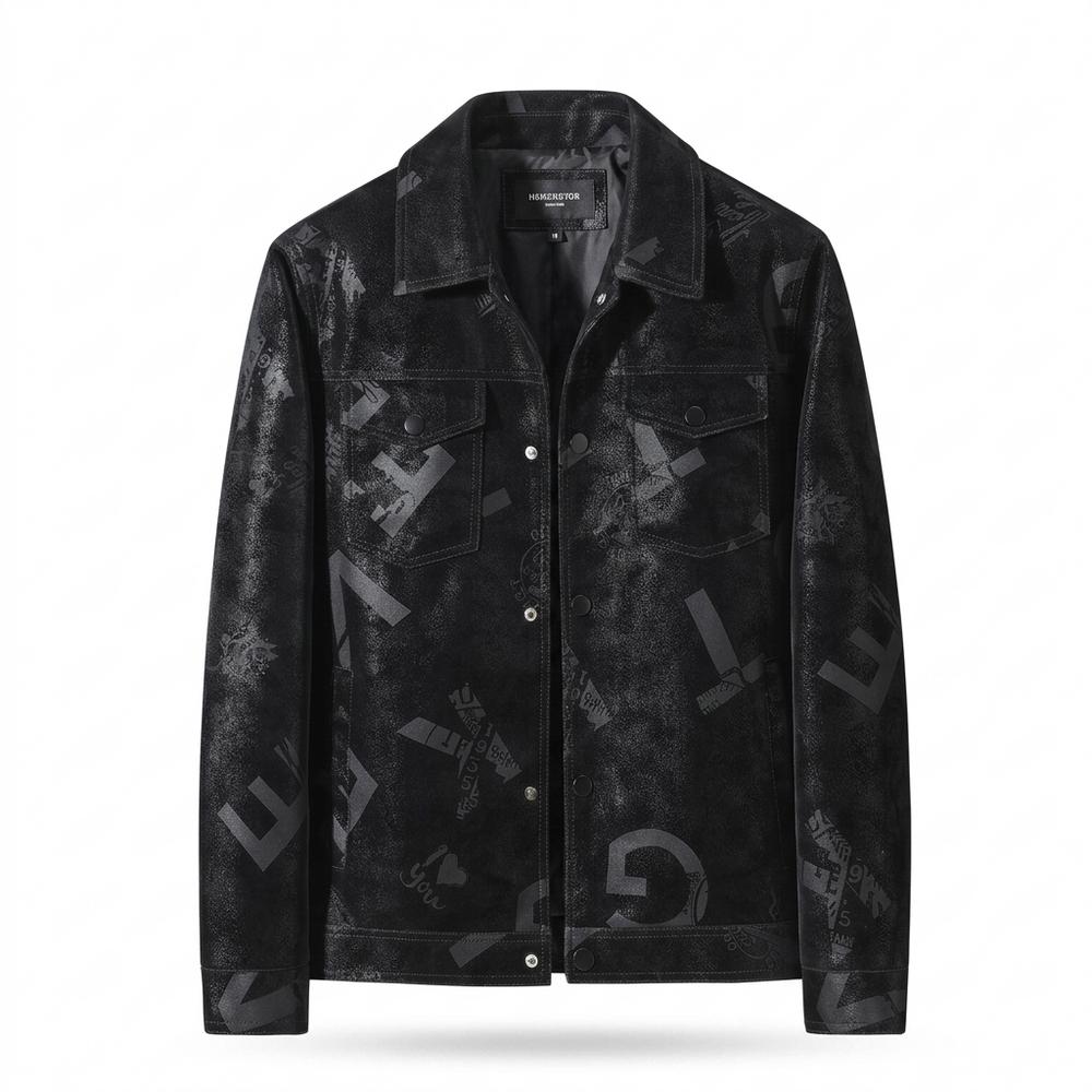 Gentleman Code - Muvom | Bedruckt Strukturiert Lederjacke Herren