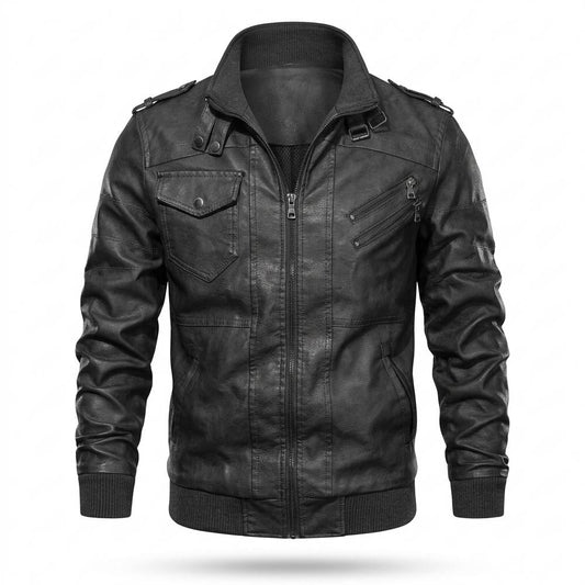 Gentleman Code - Vinar | Gefüttert Tailliert Lederjacke Herren