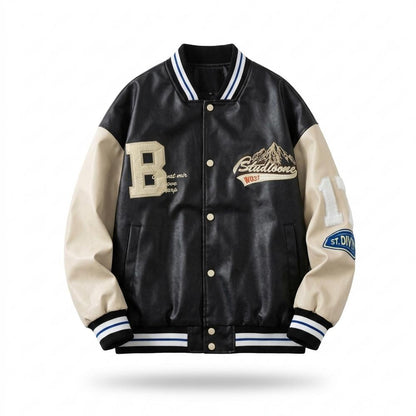 Gentleman Code - Aozer | Bestickte Geknöpfte Lederjacke Unisex