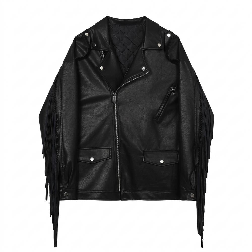 Gentleman Code - Aldan | Fransenbesetzt Asymmetrisch Lederjacke Unisex