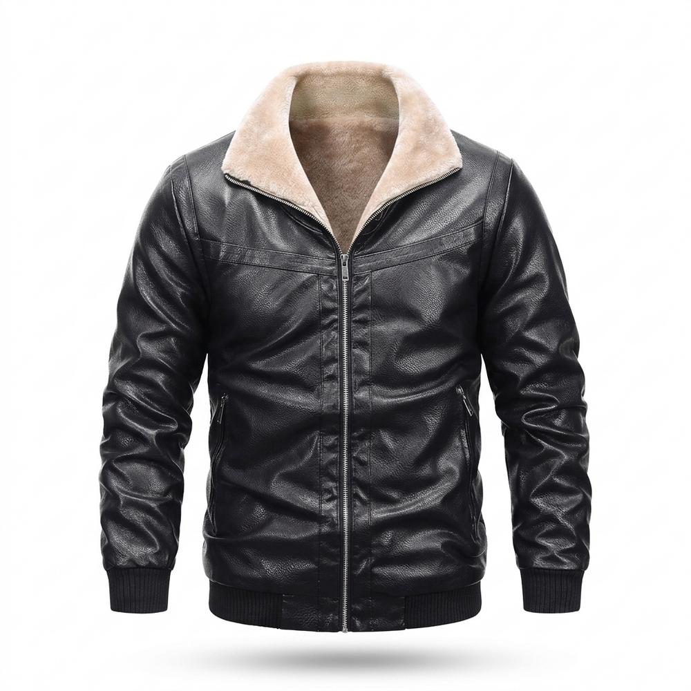 Gentleman Code - Sosam | Gefütterte Gekrispelte Lederjacke Herren