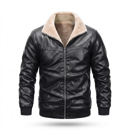 Gentleman Code - Sosam | Gefütterte Gekrispelte Lederjacke Herren