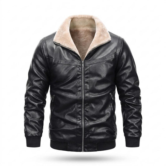 Gentleman Code - Sosam | Gefütterte Gekrispelte Lederjacke Herren