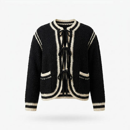 Gentleman Code - Linun | Strukturierte Kontrastierende Strickjacke Damen