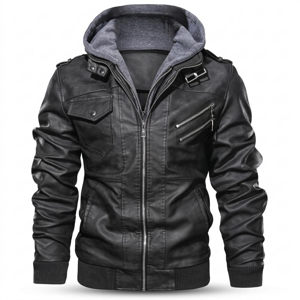 Gentleman Code - Deram | Gefüttert Strukturiert Lederjacke Herren