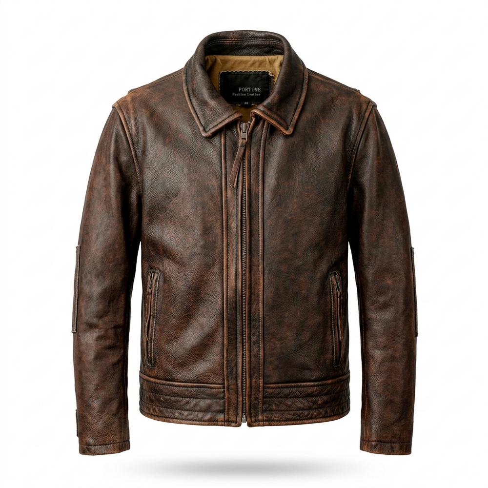 Gentleman Code - Zaren | Genarbt Gefüttert Lederjacke Herren