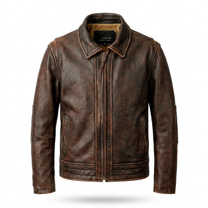 Gentleman Code - Zaren | Genarbt Gefüttert Lederjacke Herren