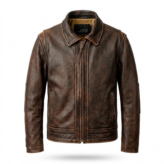Gentleman Code - Zaren | Genarbt Gefüttert Lederjacke Herren