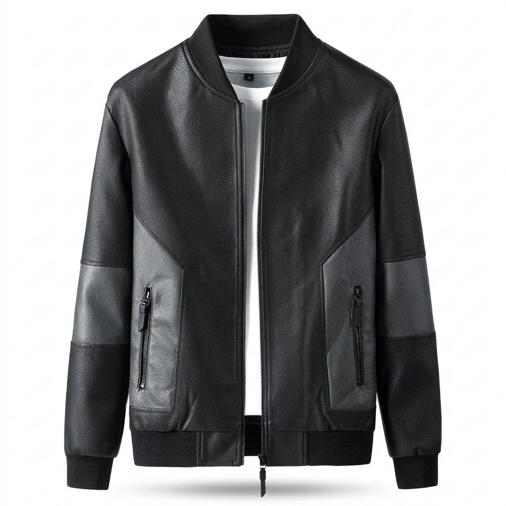 Gentleman Code - Tifuk | Zweifarbig Reißverschluss Lederjacke Herren