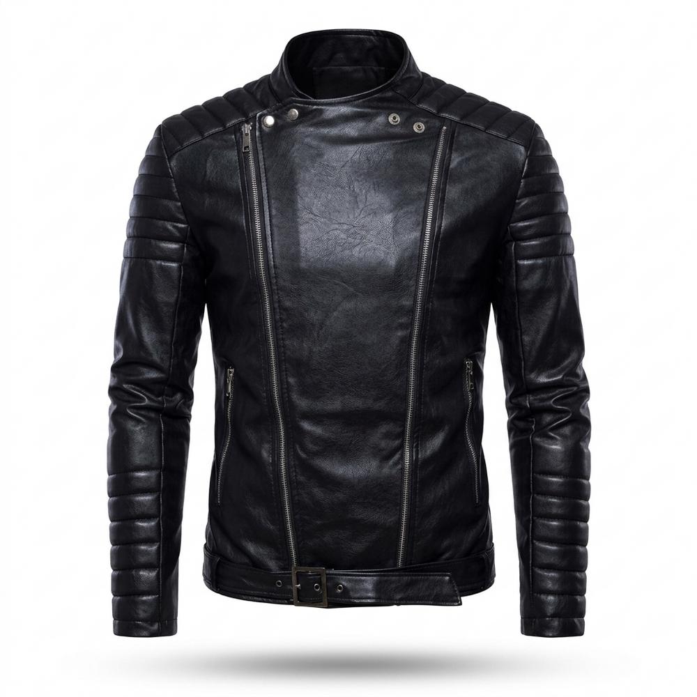 Gentleman Code - Zutat | Asymmetrisch Gesteppt Lederjacke Herren