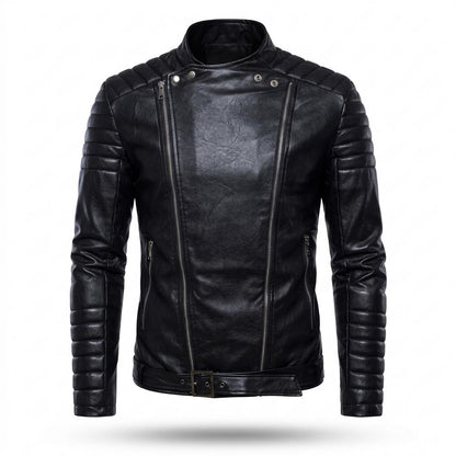 Gentleman Code - Zutat | Asymmetrisch Gesteppt Lederjacke Herren