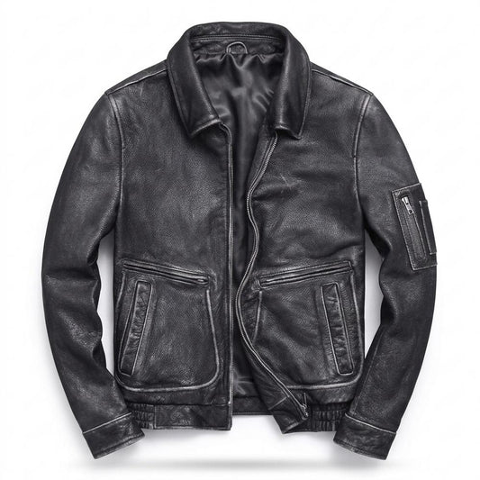 Gentleman Code - Kavan | Gekörnt Gefüttert Lederjacke Herren