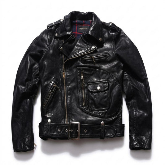 Gentleman Code - Sokos | Asymmetrisch Gegürtelt Lederjacke Unisex