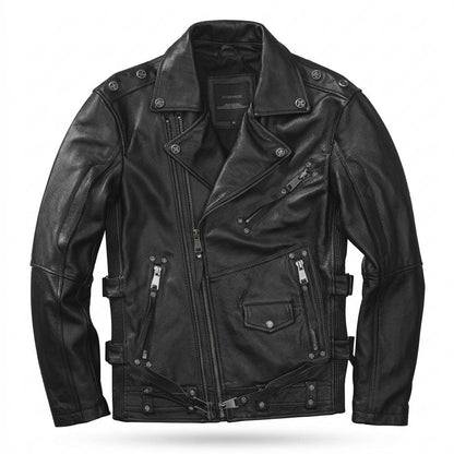 Gentleman Code - Surul | Asymmetrische Gegürtete Lederjacke Herren