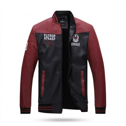 Gentleman Code - Norav | Zweifarbige Gerippte Lederjacke Herren