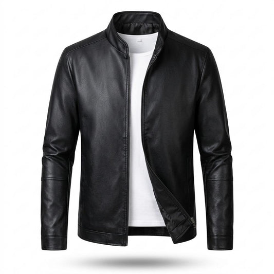 Gentleman Code - Lesel | Körpernah Langärmlig Lederjacke Herren