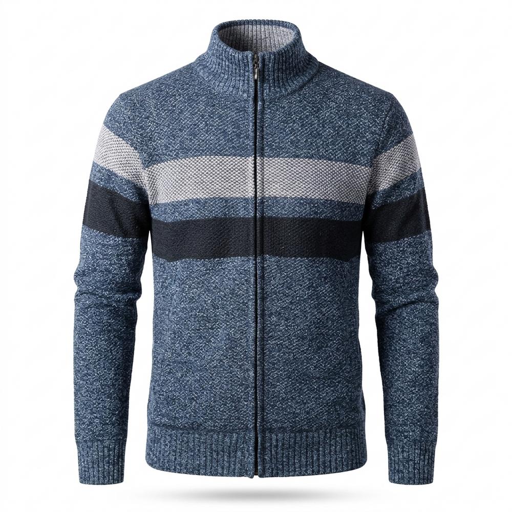 Gentleman Code - Cikir | Melierte Gestreifte Strickjacke Herren