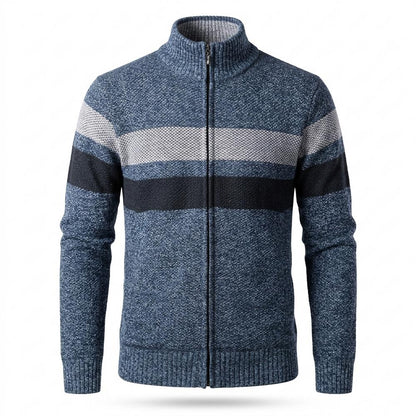 Gentleman Code - Cikir | Melierte Gestreifte Strickjacke Herren