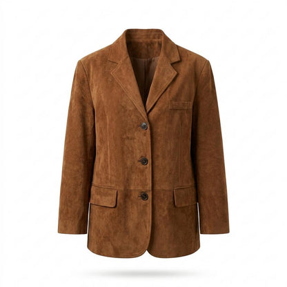 Gentleman Code - Cagar | Locker Geschnitten Einreihig Wildleder-Jacke Damen