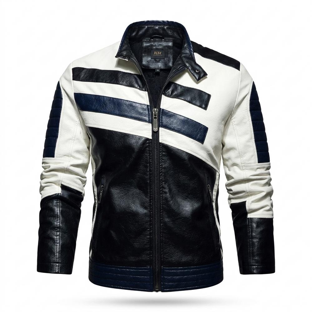 Gentleman Code - Mubem | Mehrfarbig Gesteppt Lederjacke Herren