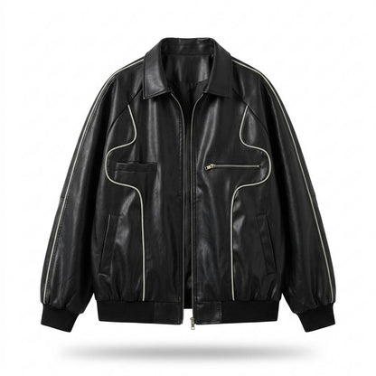 Gentleman Code - Kodet | Oversized Paspelierte Lederjacke Herren