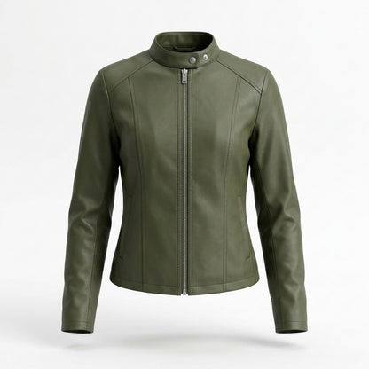 Gentleman Code - Denid | Tailliert Unifarben Lederjacke Damen