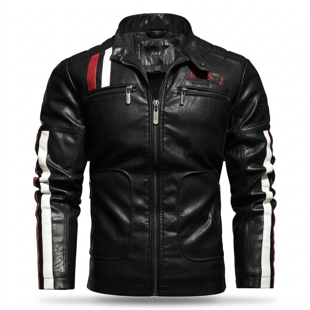 Gentleman Code - Takuk | Gestreift Tailliert Lederjacke Herren