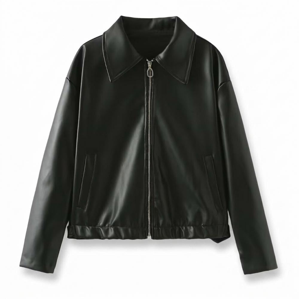 Gentleman Code - Zaras | Gekragt Glatt Lederjacke Unisex