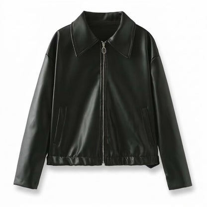 Gentleman Code - Zaras | Gekragt Glatt Lederjacke Unisex