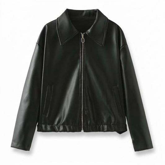 Gentleman Code - Zaras | Gekragt Glatt Lederjacke Unisex
