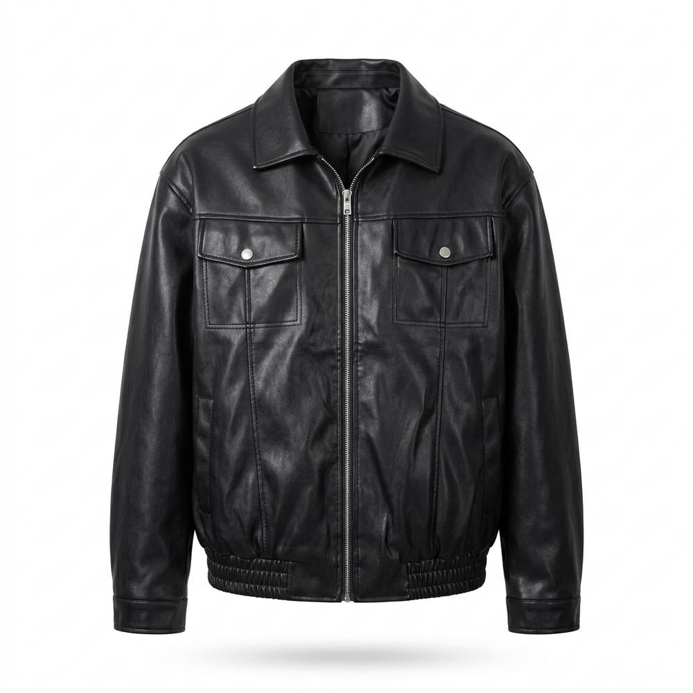 Gentleman Code - Domem | Weite Glatte Lederjacke Herren
