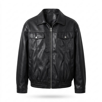 Gentleman Code - Domem | Weite Glatte Lederjacke Herren