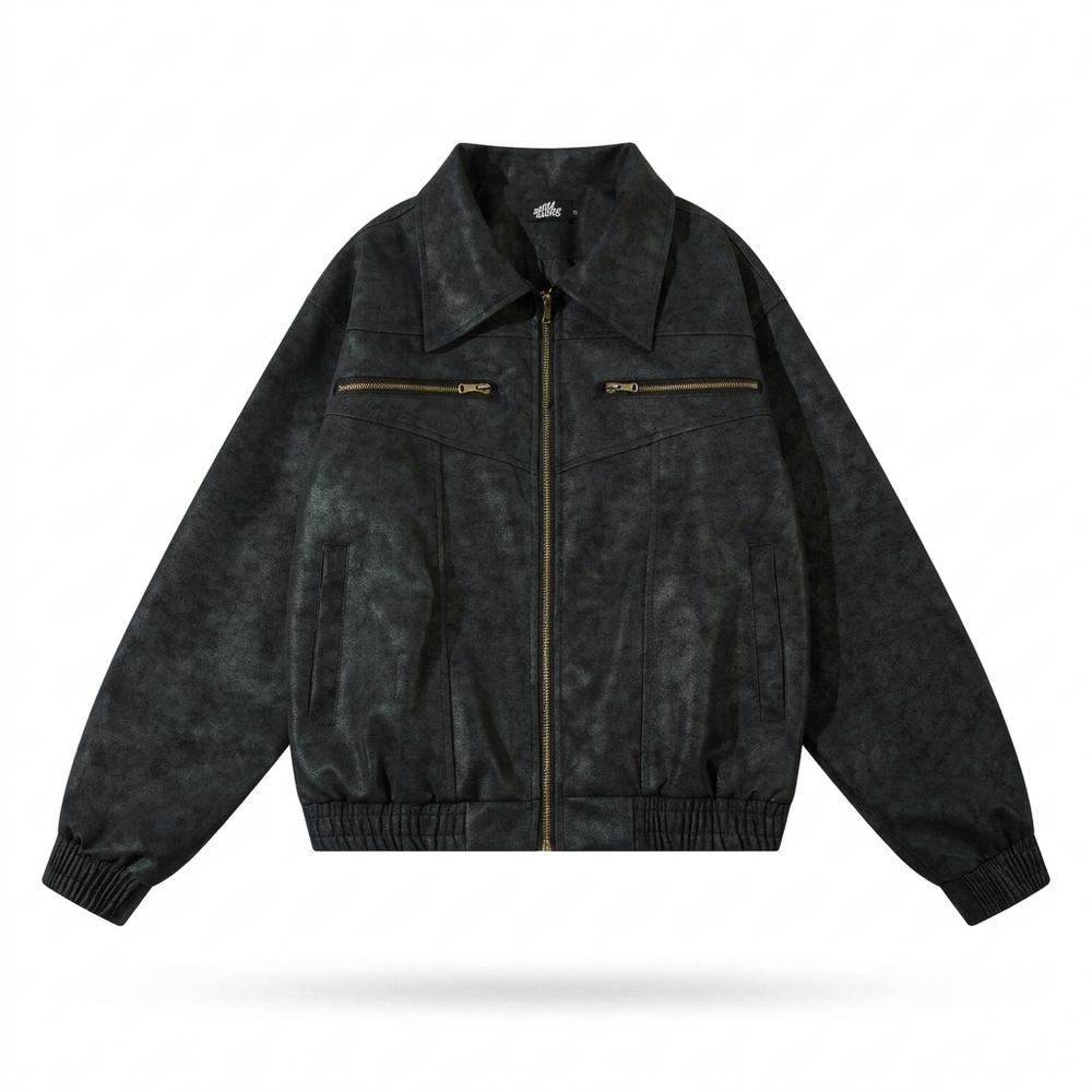 Gentleman Code - Nakom | Strukturierte Gefütterte Lederjacke Unisex
